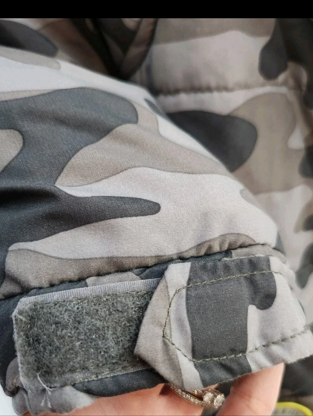 Carter's Gray Camo Hoodie Puffer Jacket with Yellow Trim 4t